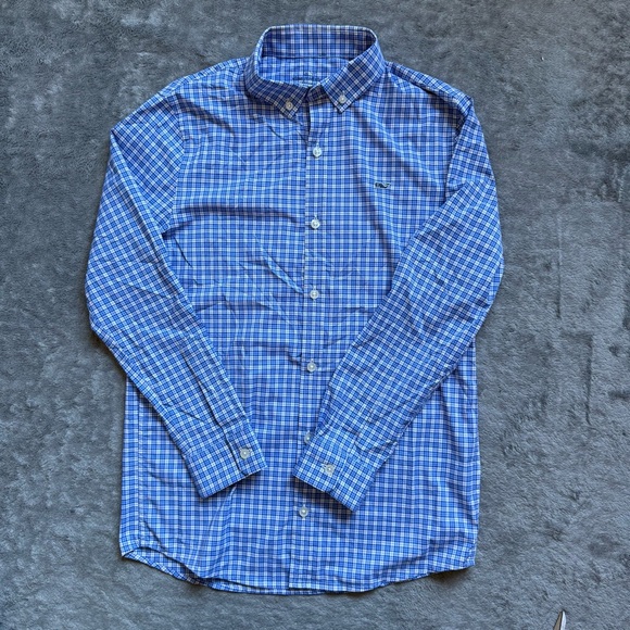 Vineyard Vines Other - Boys M 12/14 Vineyard Vines Performance Gingham Check Button Down Blue White